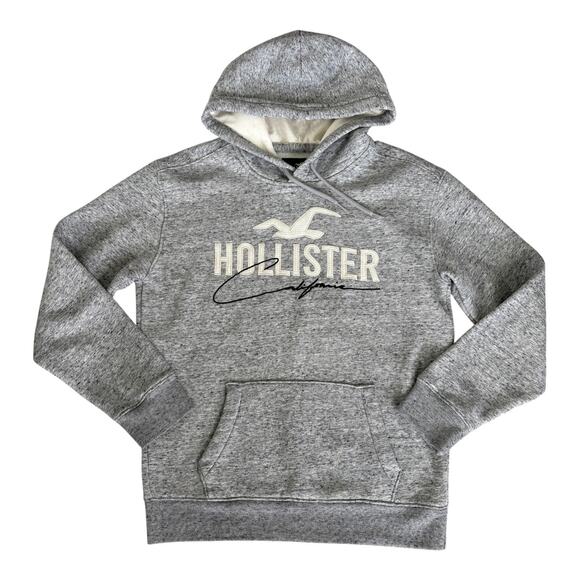 Y2K Hollister California Logo Hoodie Fleece Pullover Sweatshirt Casual Spell Out - Picture 1 of 6